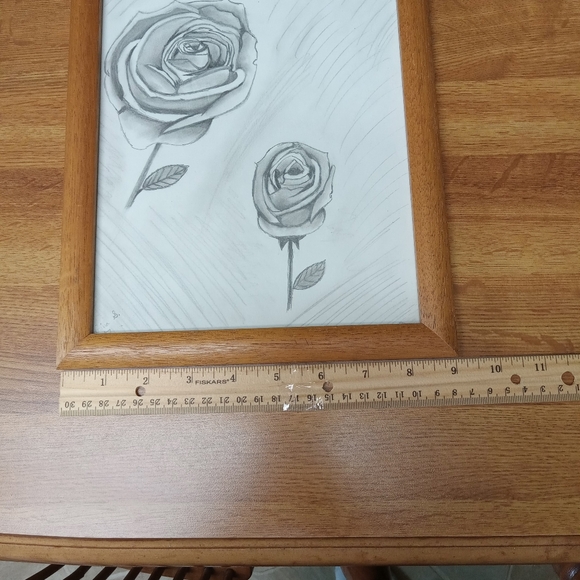 Framed Rose Sketch-Hand Drawn Roses-Pencil - Picture 3 of 8